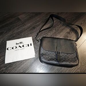 Coach Black and Gray Signature Messenger Bag